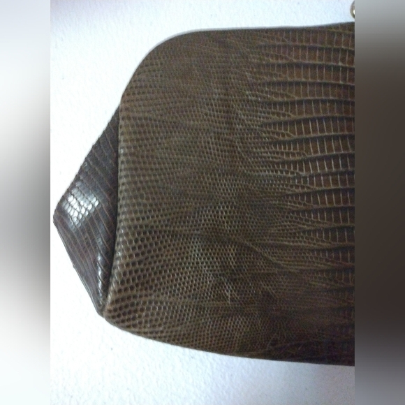 Lesco super chic vintage lizard genuine lizard skin small clutch in cognac EUC - Picture 6 of 11